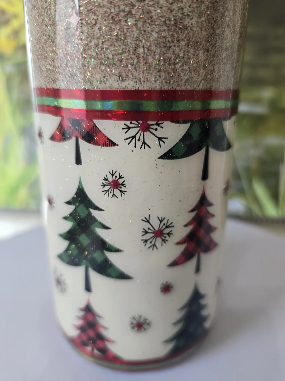 Handmade Christmas Tumbler 20oz Skinny Glitter Holiday Cup Gift Deck the Halls
